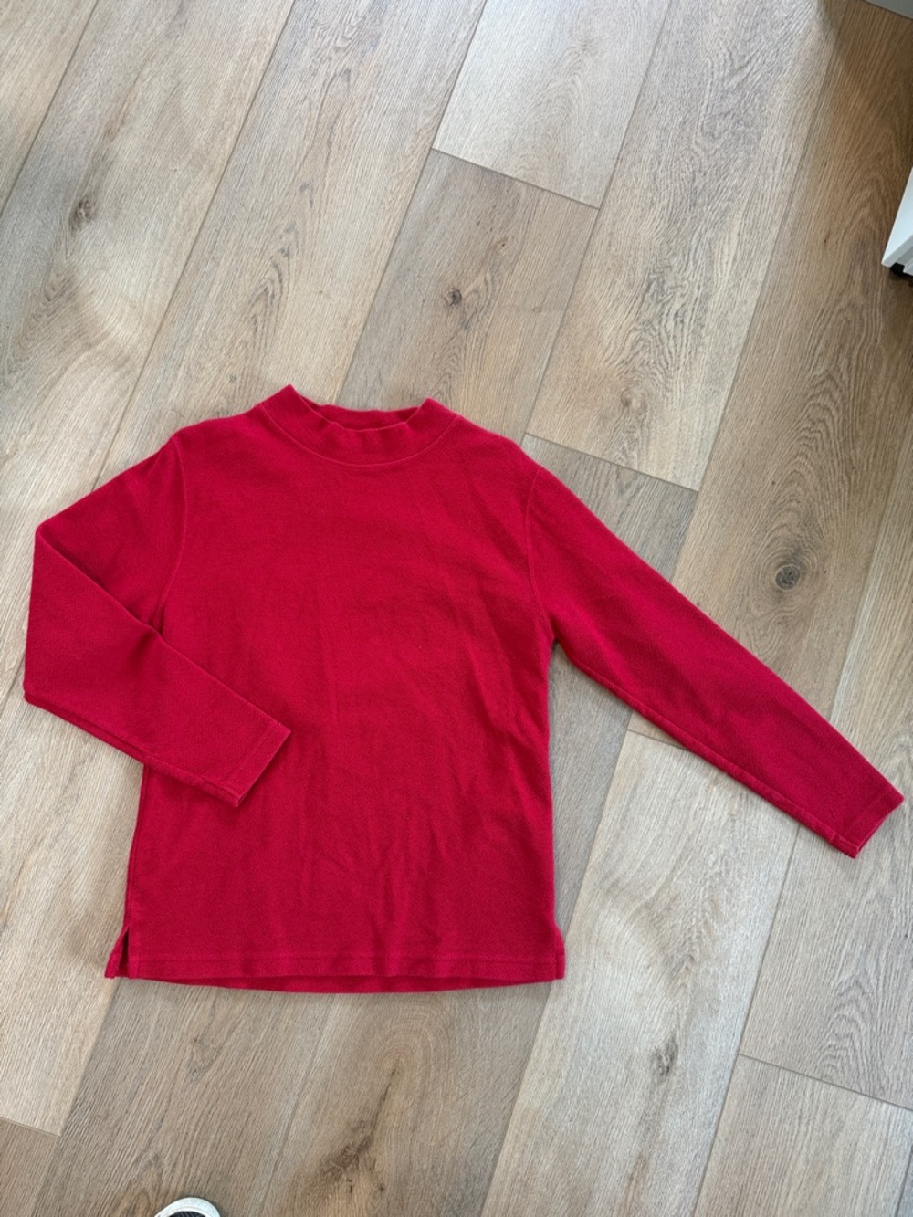 Textured Crewneck Red Long-Sleeve Pullover Sweatshirt